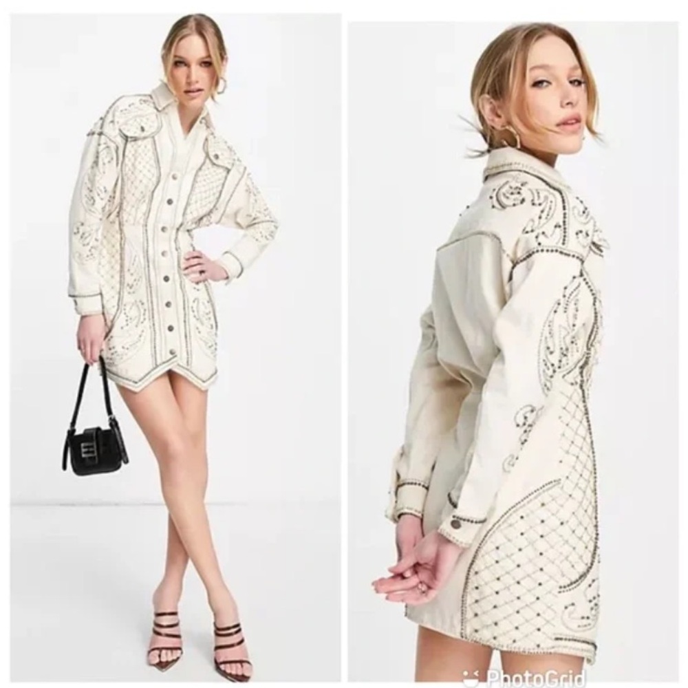 COPY - ASOS DESIGN structured mini dress with metallic pearl embellishment NWOT!